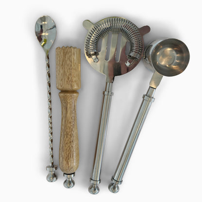 Stainless steel & mango wood bar tools