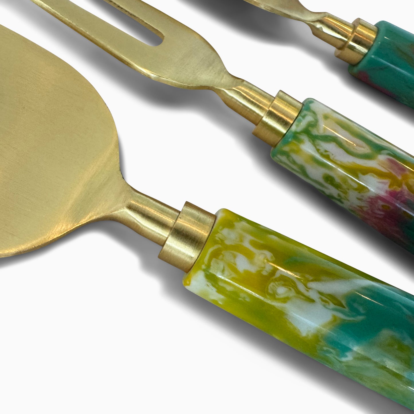Stainless Steel Cheese Knives with Marbled handles