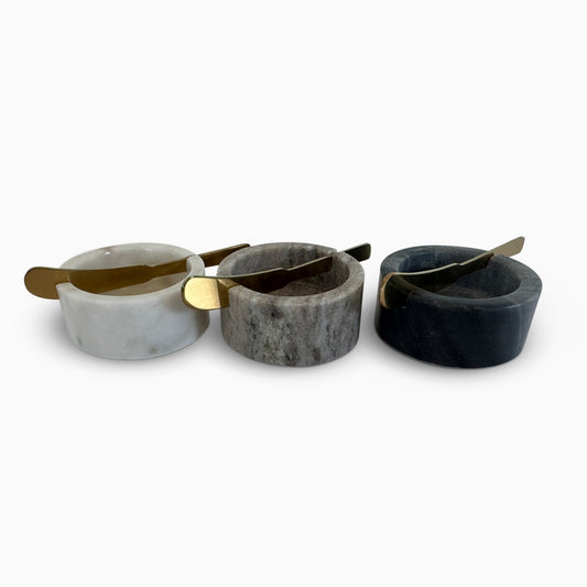 Marble bowl & spreading knife