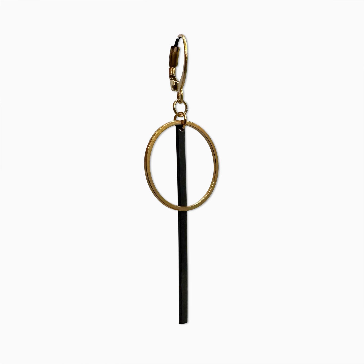 "Le Contour" Mixed Metal Gold & Black Bar Drop Earrings