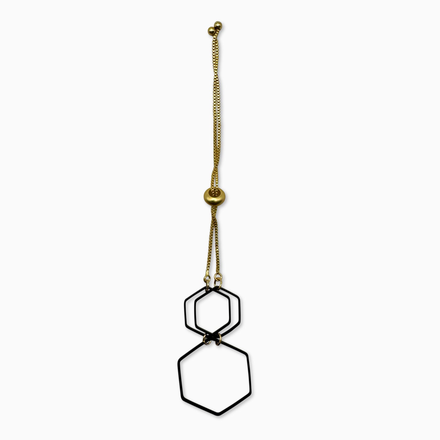 3-Hexes Bracelet in Matte Black & Gold
