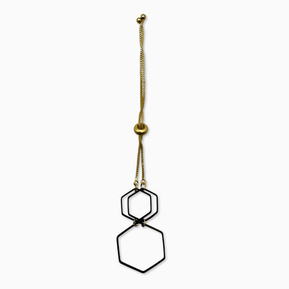 3-Hexes Bracelet in Matte Black & Gold