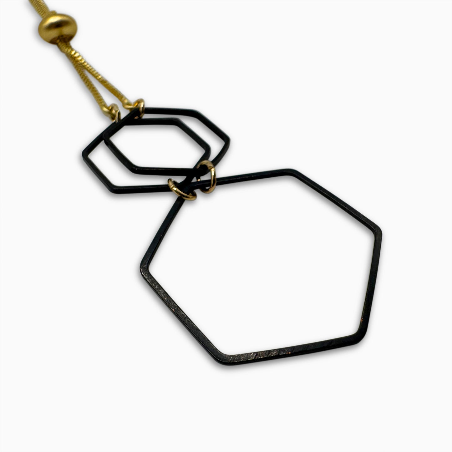 3-Hexes Bracelet in Matte Black & Gold