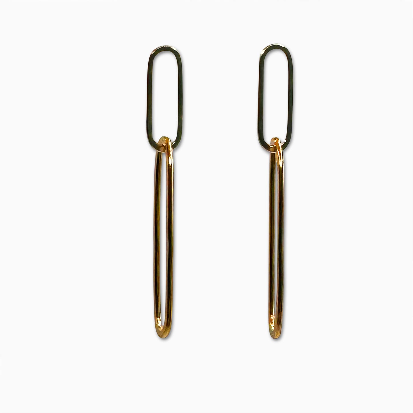 Paperclip Mixed Metal Dangle Earrings