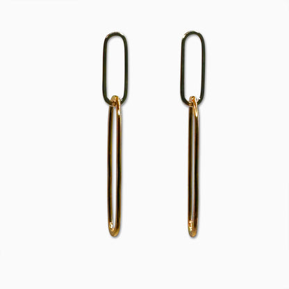 Paperclip Mixed Metal Dangle Earrings
