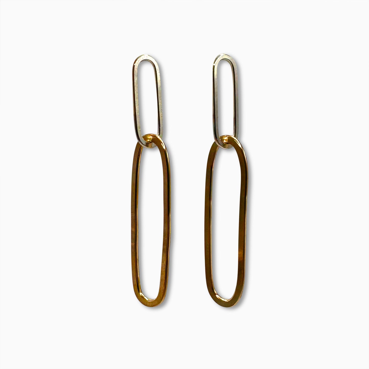 Paperclip Mixed Metal Dangle Earrings