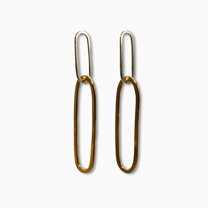 Paperclip Mixed Metal Dangle Earrings