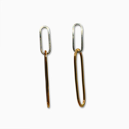 Paperclip Mixed Metal Dangle Earrings