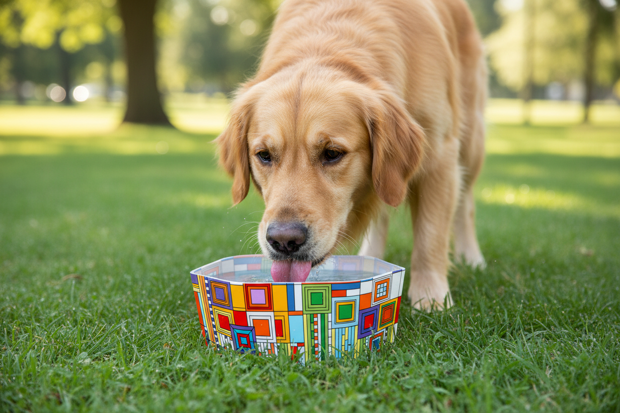Modgy Saguaro Dog Bowl - Dog in Park