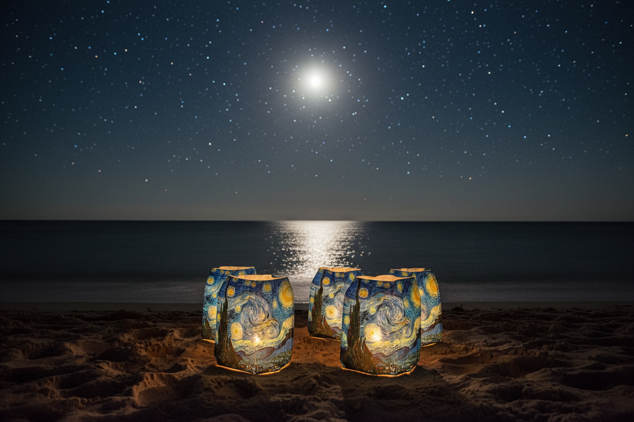 Modgy Starry Night Luminaries - Beach at Night